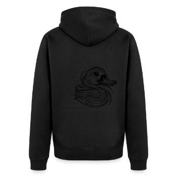 Vintage tattoo lines duck with big beak - Unisex Premium Organic Zip Hoodie - black - Back - Nico (187cm)