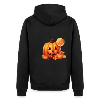 Citrouille d’Halloween mignonne avec des bonbons - Veste à capuche bio Premium Unisexe - noir - Dos - Nico (187cm)