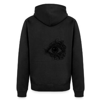 Kunstvolles Auge mit durchdringendem Blick - Unisex Premium Bio Zip Hoodie - Schwarz - Hinten - Nico (187cm)