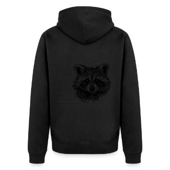 Niedlicher kleiner Waschbär Gesicht Porträt - Unisex Premium Bio Zip Hoodie - Schwarz - Hinten - Nico (187cm)
