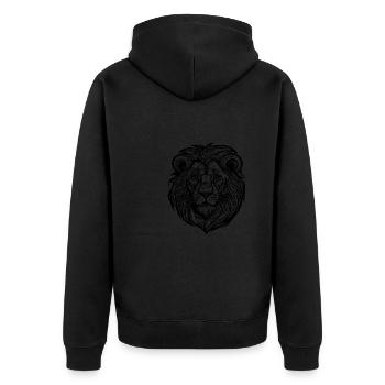 Wilde Löwen Kopf Mähne Großkatzen Tattoo - Unisex Premium Bio Zip Hoodie - Schwarz - Hinten - Nico (187cm)