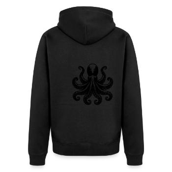 Grimmiger Tintenfisch Oktopus mit acht Armen - Unisex Premium Bio Zip Hoodie - Schwarz - Hinten - Nico (187cm)