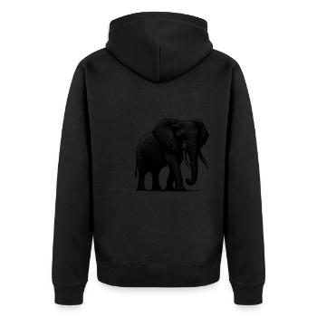 Elefant - Großes Safari Rüsseltier mit Stoßzähnen - Unisex Premium Bio Zip Hoodie - Schwarz - Hinten - Nico (187cm)