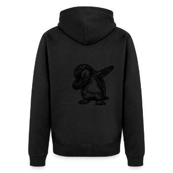 Cooler Pinguin Süsser Kleiner Dabbing Pinguin - Unisex Premium Bio Zip Hoodie - Schwarz - Hinten - Nico (187cm)