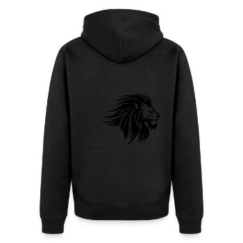 Wehende Mähne Löwe Kopf Tattoo Tinte Style - Unisex Premium Bio Zip Hoodie - Schwarz - Hinten - Nico (187cm)