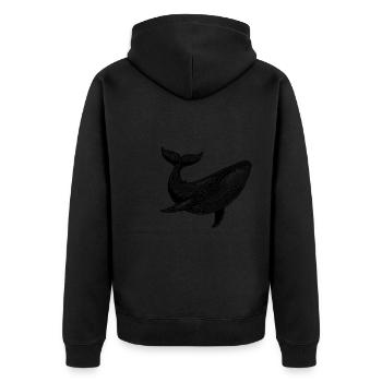 Großer Vintage Wal gewaltiges Meerestier - Unisex Premium Bio Zip Hoodie - Schwarz - Hinten - Nico (187cm)