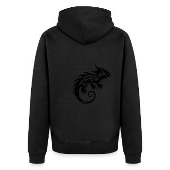 Struppiges Bartagame Tribal Drachen Tattoo - Unisex Premium Bio Zip Hoodie - Schwarz - Hinten - Nico (187cm)