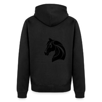 Eleganter Pferdekopf - Unisex Premium Bio Zip Hoodie - Schwarz - Hinten - Nico (187cm)