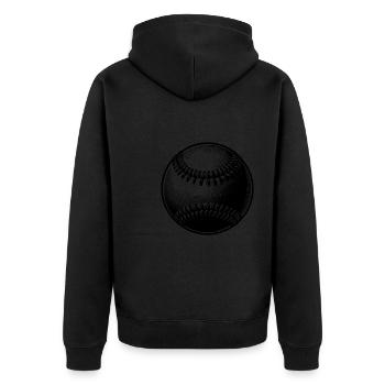 Baseball für Baseballer und Baseballfans - Unisex Premium Bio Zip Hoodie - Schwarz - Hinten - Nico (187cm)