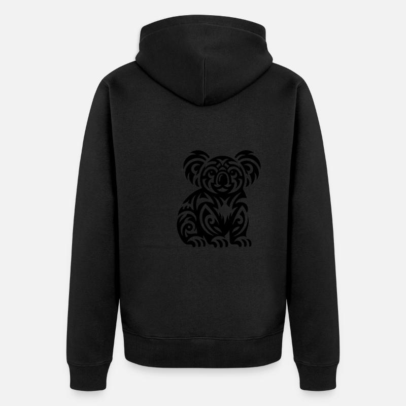 Mignon Koala Tribal Australien Tattoo - Veste à capuche bio Premium Unisexe - noir