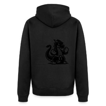 Sportlicher Karate Drache Cartoon Style - Unisex Premium Bio Zip Hoodie - Schwarz - Hinten - Nico (187cm)