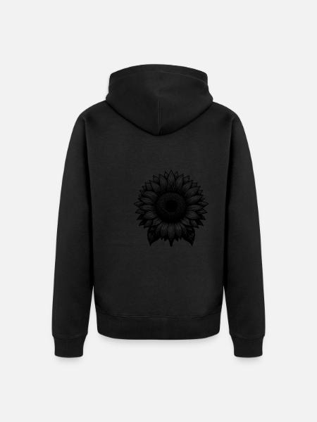 Große blühende Sonnenblume - Unisex Premium Bio Zip Hoodie - Schwarz