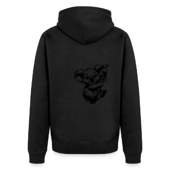 Australischer Kinder Koala Bleistift Zeichnung - Unisex Premium Bio Zip Hoodie - Schwarz - Hinten - Nico (187cm)