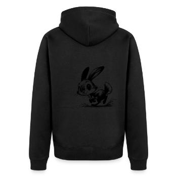 Hüpfendes Baby Häschen mit großen Augen und Ohren - Unisex Premium Bio Zip Hoodie - Schwarz - Hinten - Nico (187cm)