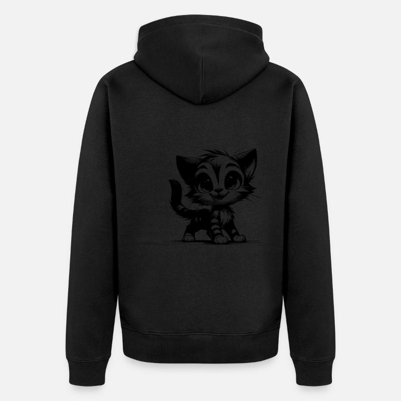 Chat souriant Dessin de bébé - Veste à capuche bio Premium Unisexe - noir