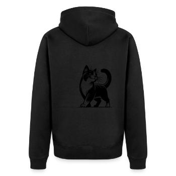 Elegante Stuben Katze mit süssem Blick - Unisex Premium Bio Zip Hoodie - Schwarz - Hinten - Nico (187cm)