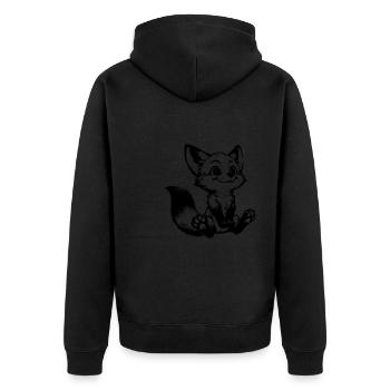Neugieriger Fuchs Zeichnung sitzender Fuchs - Unisex Premium Bio Zip Hoodie - Schwarz - Hinten - Nico (187cm)