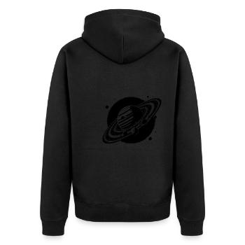 Giant planet with rings and moons in front of sun - Unisex Premium Organic Zip Hoodie - black - Back - Nico (187cm)