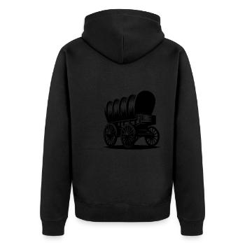 Klassischer Pferde Planwagen - Unisex Premium Bio Zip Hoodie - Schwarz - Hinten - Nico (187cm)
