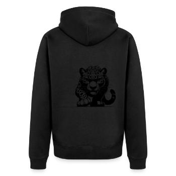 Wild Leopard on the Hunt Grim Big Cat - Unisex Premium Organic Zip Hoodie - black - Back - Nico (187cm)