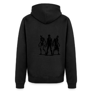 Schaurig Gruselige Halloween Zombie Gruppe - Unisex Premium Bio Zip Hoodie - Schwarz - Hinten - Nico (187cm)