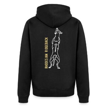 Rhodesian Ridgeback Rücken - Unisex Premium Bio Zip Hoodie - Schwarz - Hinten - Nico (187cm)
