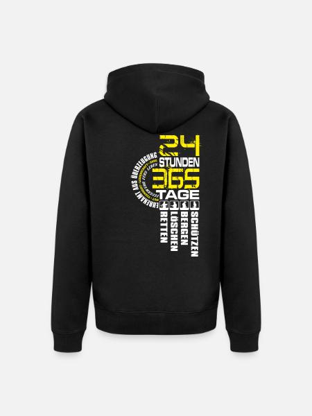 Feuerwehr - 24 Tage 365 Stunden - Unisex Premium Bio Zip Hoodie - Schwarz