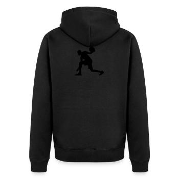 Basketball / Basketballer - Unisex Premium Bio Zip Hoodie - Schwarz - Hinten - Nico (187cm)
