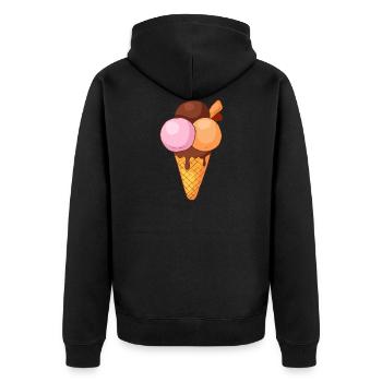 Crème glacée, crème glacée, crème glacée, crème glacée, boule, crème glacée, sundae - Veste à capuche bio Premium Unisexe - noir - Dos - Nico (187cm)