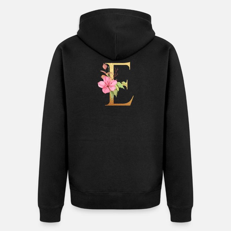 Buchstabe E - Unisex Premium Bio Zip Hoodie - Schwarz