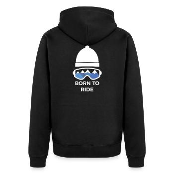 Born to Ride - Skifahren - Unisex Premium Bio Zip Hoodie - Schwarz - Hinten - Nico (187cm)