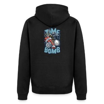 Time Bomb Comic - Unisex Premium Bio Zip Hoodie - Schwarz - Hinten - Nico (187cm)