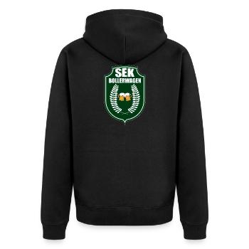 Sauf Einsatz Kommando Vatertag Bollerwagen - Unisex Premium Bio Zip Hoodie - Schwarz - Hinten - Nico (187cm)