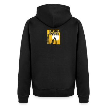 Oil rig oil worker Boah Insel Wortwitz saying - Unisex Premium Organic Zip Hoodie - black - Back - Nico (187cm)