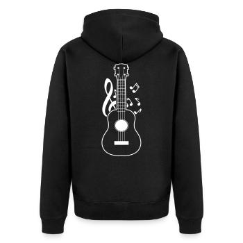Ukulele - Unisex Premium Bio Zip Hoodie - Schwarz - Hinten - Nico (187cm)