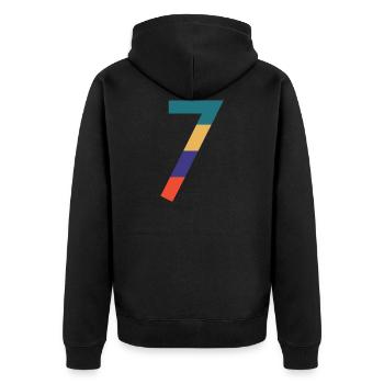 Die Zahl 7 - Unisex Premium Bio Zip Hoodie - Schwarz - Hinten - Nico (187cm)