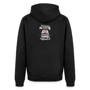Die Besten Brüder Werden Zum Onkel Befördert - Unisex Premium Bio Zip Hoodie - Schwarz - Hinten - Nico (187cm)