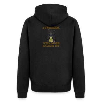 Stricken Weil Mord Falsch ist Katze - Unisex Premium Bio Zip Hoodie - Schwarz - Hinten - Nico (187cm)