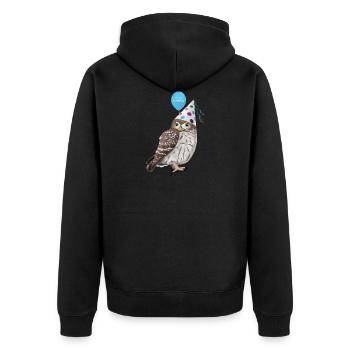 Hibou fête l’anniversaire fête oiseau - Veste à capuche bio Premium Unisexe - noir - Dos - Nico (187cm)