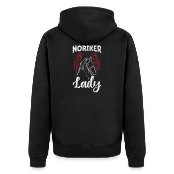 Noriker Lady Reiter Pferde Reiten Noriker - Unisex Premium Bio Zip Hoodie - Schwarz - Hinten - Nico (187cm)