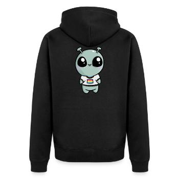 Cute Alien UFO Pansexual Pan Flag Flag LGBTQ - Unisex Premium Organic Zip Hoodie - black - Back - Nico (187cm)