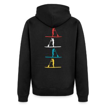Stand Up Paddling SUP Surfer Geschenk - Unisex Premium Bio Zip Hoodie - Schwarz - Hinten - Nico (187cm)