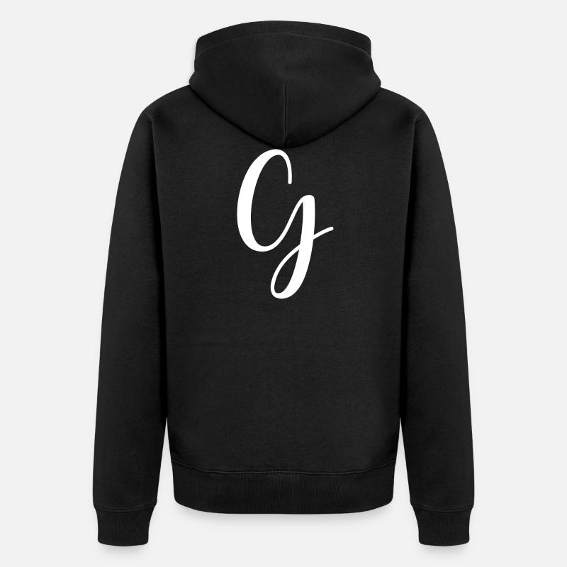 Calligraphie, initiale G - Veste à capuche bio Premium Unisexe - noir