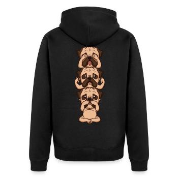 Nicht sehen Nicht hören Nicht sprechen - Unisex Premium Bio Zip Hoodie - Schwarz - Hinten - Nico (187cm)