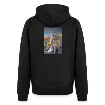 Angel for the Ukraine - Unisex Premium Bio Zip Hoodie - Schwarz - Hinten - Nico (187cm)