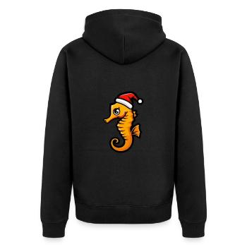Seepferd Weihnachten - Unisex Premium Bio Zip Hoodie - Schwarz - Hinten - Nico (187cm)