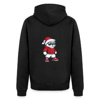 Polar Bear Christmas Ugly Christmas Polar Bear - Unisex Premium Organic Zip Hoodie - black - Back - Nico (187cm)