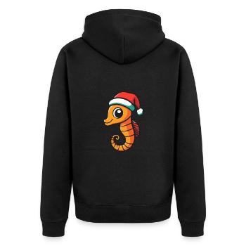 Seahorse Christmas Cute - Unisex Premium Organic Zip Hoodie - black - Back - Nico (187cm)