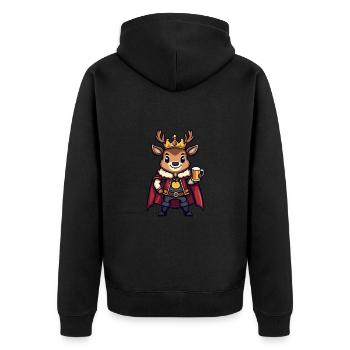 Hirsch Bier Lustig - Unisex Premium Bio Zip Hoodie - Schwarz - Hinten - Nico (187cm)
