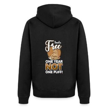 Nikotin Disziplin Sucht - Unisex Premium Bio Zip Hoodie - Schwarz - Hinten - Nico (187cm)